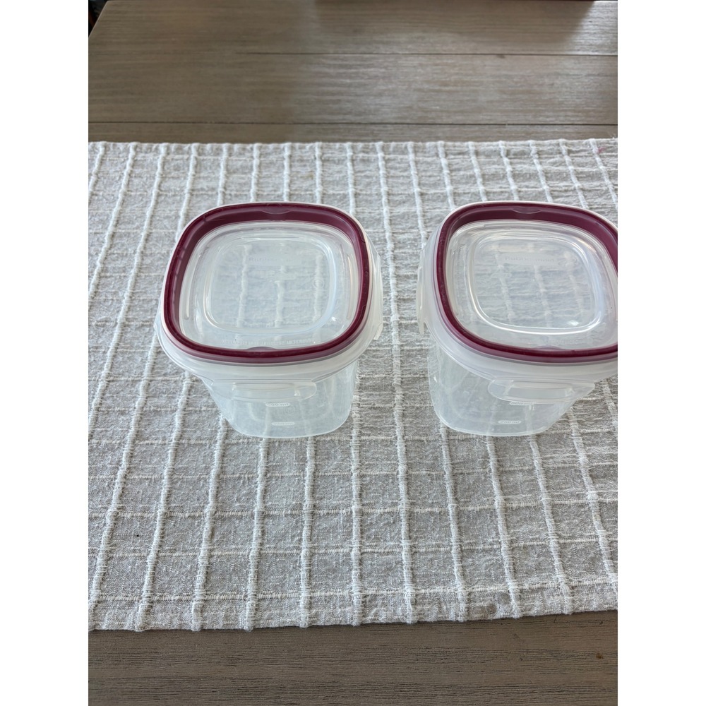 Rubbermaid Brilliance 3.7 Cup Food Storage Containers Set of 2 Clear Red Latch